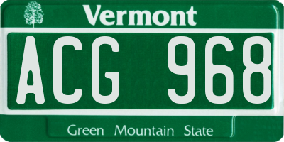 VT license plate ACG968