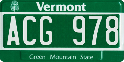 VT license plate ACG978