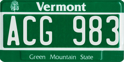 VT license plate ACG983