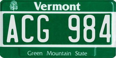 VT license plate ACG984