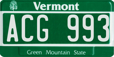 VT license plate ACG993