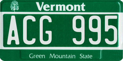 VT license plate ACG995