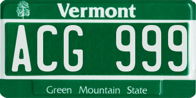 VT license plate ACG999