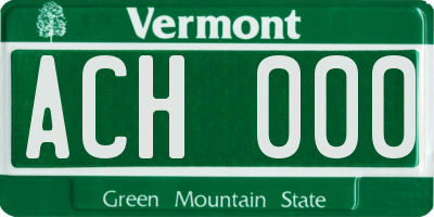 VT license plate ACH000