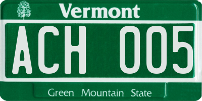 VT license plate ACH005