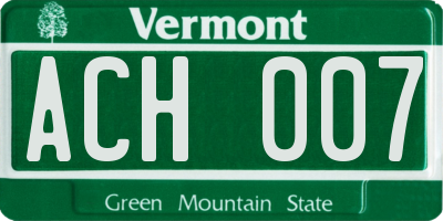 VT license plate ACH007