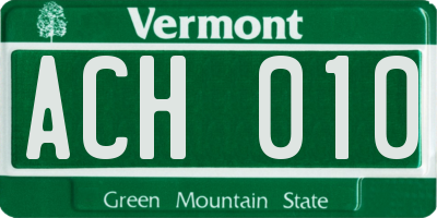 VT license plate ACH010