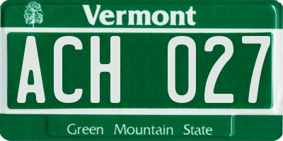 VT license plate ACH027