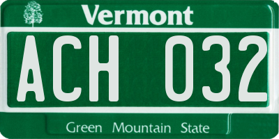 VT license plate ACH032