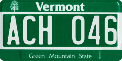VT license plate ACH046