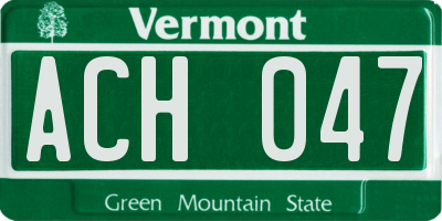 VT license plate ACH047