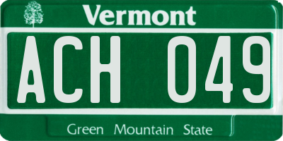 VT license plate ACH049