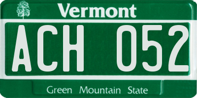 VT license plate ACH052