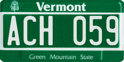 VT license plate ACH059