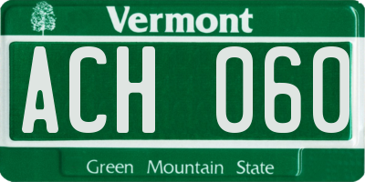 VT license plate ACH060