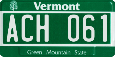 VT license plate ACH061