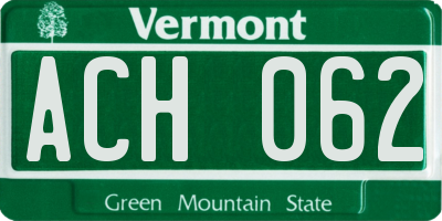 VT license plate ACH062