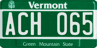 VT license plate ACH065