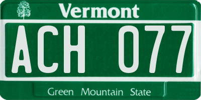 VT license plate ACH077
