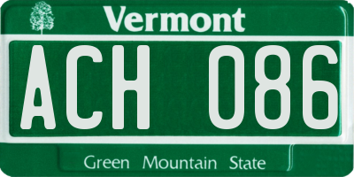 VT license plate ACH086