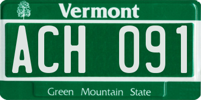 VT license plate ACH091