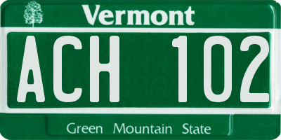 VT license plate ACH102