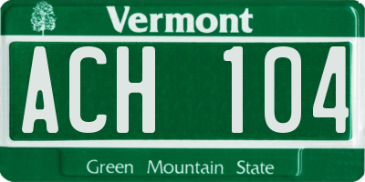 VT license plate ACH104
