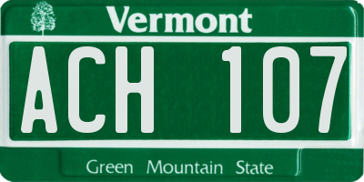 VT license plate ACH107
