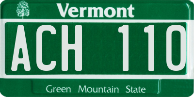 VT license plate ACH110