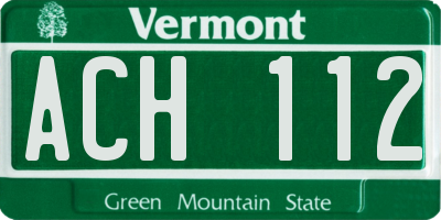 VT license plate ACH112
