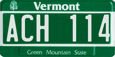 VT license plate ACH114