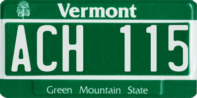 VT license plate ACH115
