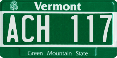 VT license plate ACH117