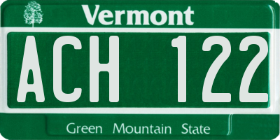 VT license plate ACH122