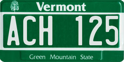VT license plate ACH125