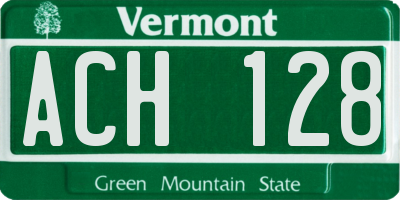 VT license plate ACH128