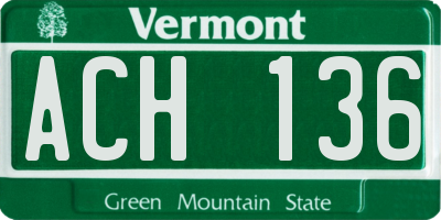 VT license plate ACH136