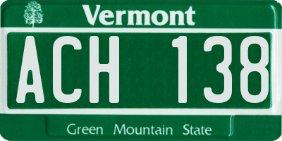 VT license plate ACH138