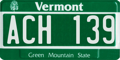 VT license plate ACH139