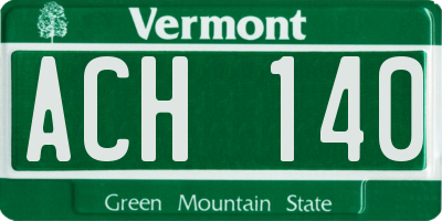 VT license plate ACH140
