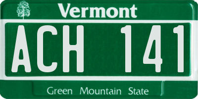 VT license plate ACH141