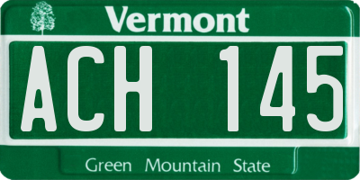 VT license plate ACH145