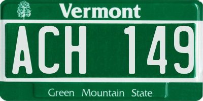 VT license plate ACH149