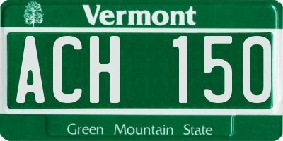 VT license plate ACH150