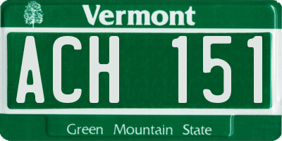 VT license plate ACH151