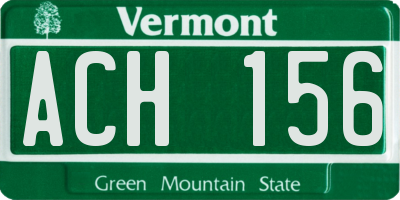 VT license plate ACH156