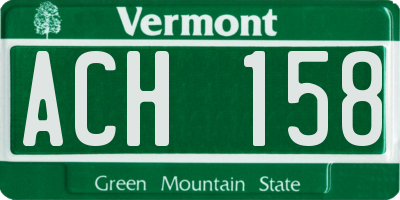 VT license plate ACH158