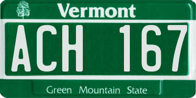 VT license plate ACH167