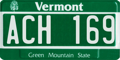 VT license plate ACH169