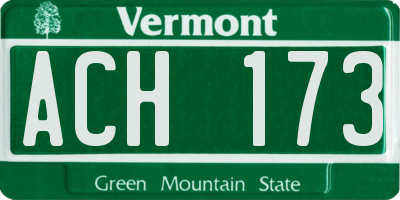 VT license plate ACH173